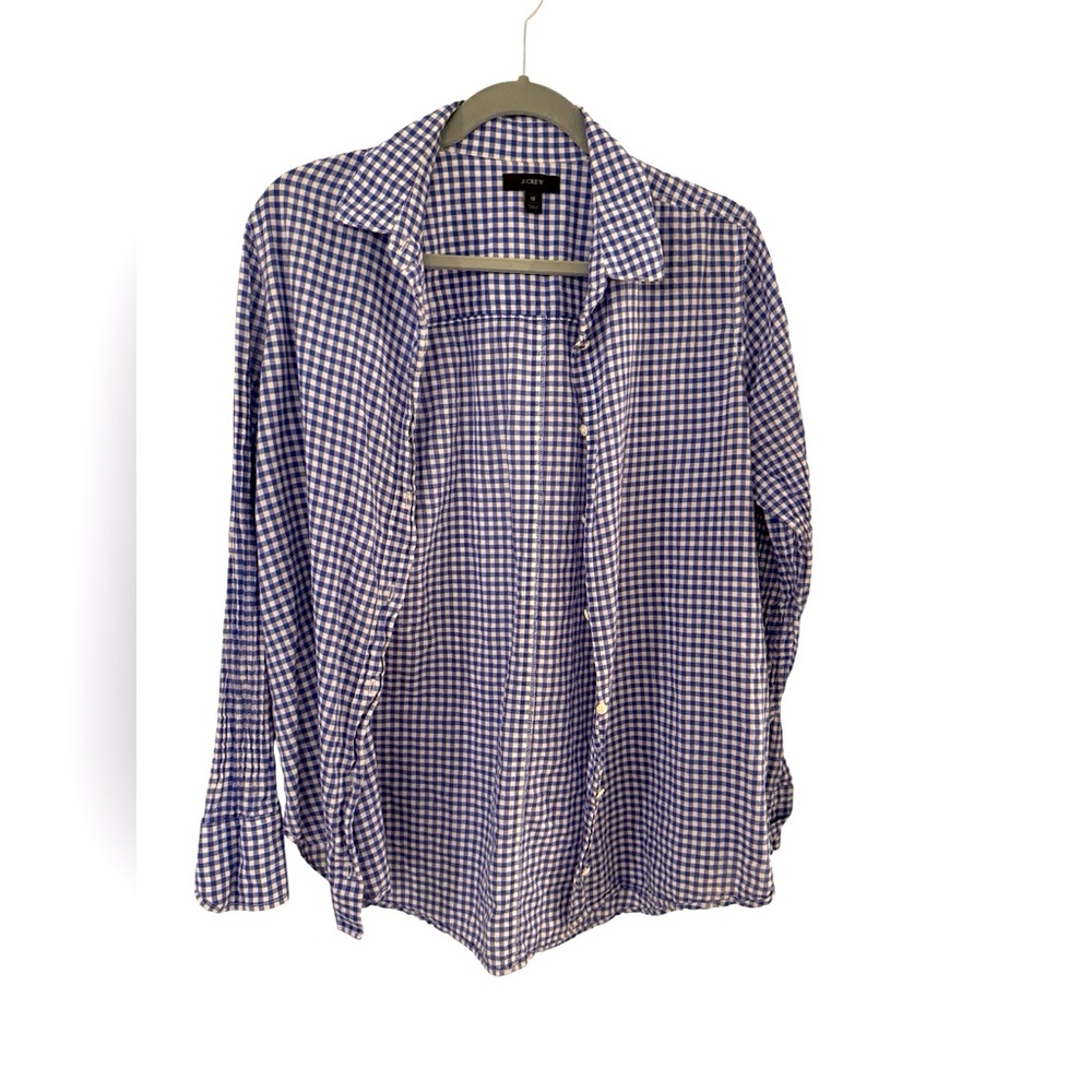 J. Crew Navy and White Gingham Shirt